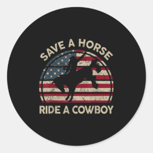 Rodeo Cowboy Western Country Horse Verenigde Stat Ronde Sticker