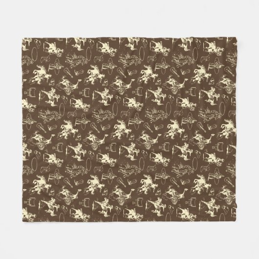 Rodeo Cowboy Western Horses Pattern Fleece Deken (Voorkant (Horizontaal))