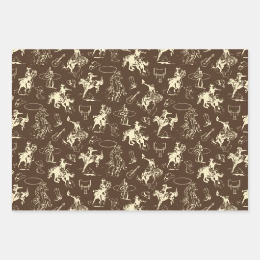 Rodeo Cowboy Western Horses Pattern Inpakpapier Vel (Voorkant 2)