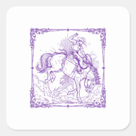 Rodeo Cowboy Western Rijden Vierkante Sticker