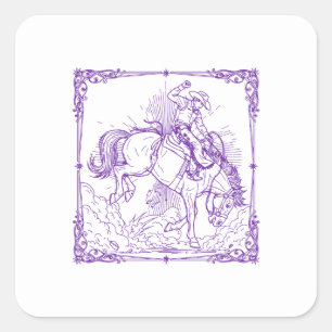 Rodeo Cowboy Western Rijden Vierkante Sticker