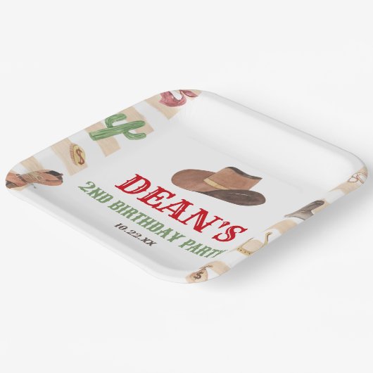 Rodeo Cowboy Western Wild West Verjaardagsfeest Papieren Bordje (Gebogen)