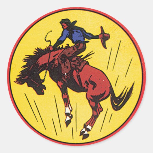 rodeo cowboyillustratie ronde sticker (Voorkant)