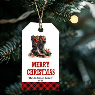 Rodeo cowboylaarzen cadeaubijschrift rood groen be cadeaulabel