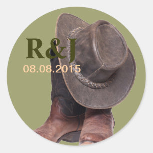 rodeo cowboylaarzen uit het westerne rustige land ronde sticker