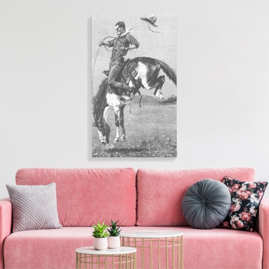 Rodeo Cowboys, Bucking Bronco door Remington Canvas Afdruk (Insitu (Woonkamer))
