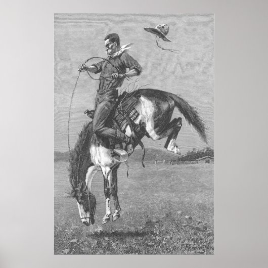  Rodeo Cowboys, Bucking Bronco door Remington Poster (Voorkant)