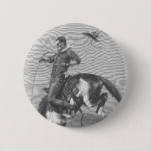  Rodeo Cowboys, Bucking Bronco door Remington Ronde Button 5,7 Cm (Voorkant)