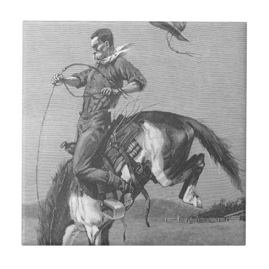  Rodeo Cowboys, Bucking Bronco door Remington Tegeltje (Voorkant)