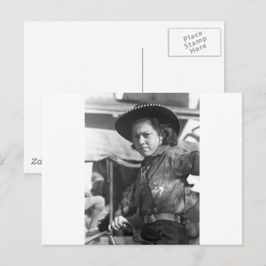 Rodeo Cowgirl: 1940 Briefkaart (Voorkant / Achterkant)