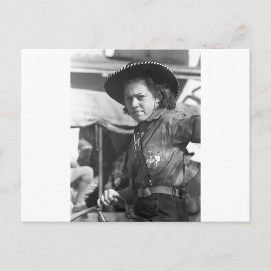 Rodeo Cowgirl: 1940 Briefkaart (Voorkant)