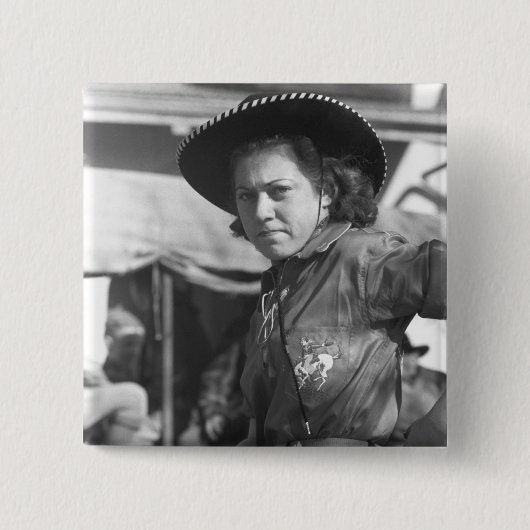 Rodeo Cowgirl: 1940 Vierkante Button 5,1 Cm (Voorkant)