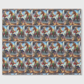 Rodeo Cowgirl and Horse With Christmas Lights Cadeaupapier (Vlak)