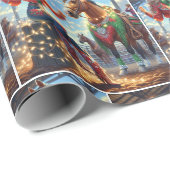 Rodeo Cowgirl and Horse With Christmas Lights Cadeaupapier (Rol Hoek)