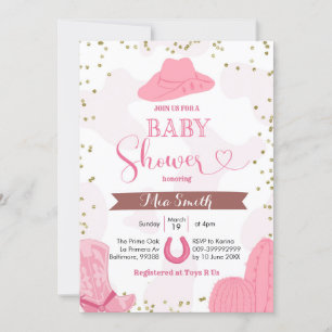 Rodeo cowgirl baby shower kaart