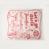 Rodeo Cowgirl Bachelorette Weekend in het rood Wandkleed (Voorkant (horizontaal))