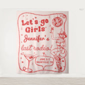 Rodeo Cowgirl Bachelorette Weekend in het rood Wandkleed (Voorkant)