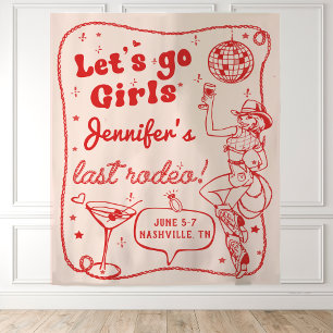 Rodeo Cowgirl Bachelorette Weekend in het rood Wandkleed