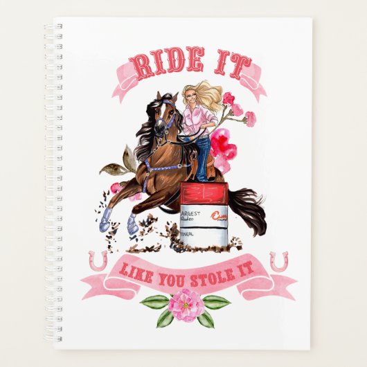 Rodeo Cowgirl Barrel Racer Planner Agenda (Voorkant)