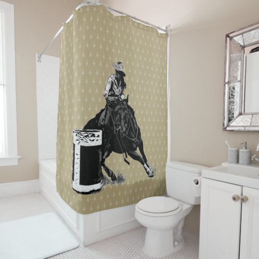 Rodeo Cowgirl Barrel Racing douchegordijn (In situ)