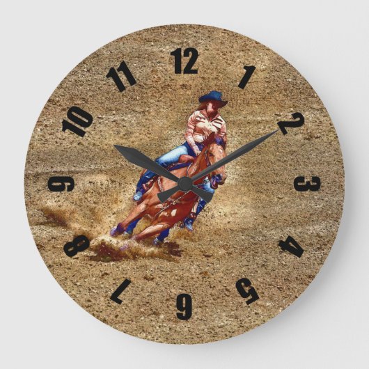 Rodeo Cowgirl Barrel-Racing Westerne Meest-Klok Grote Klok (Voorkant)