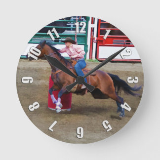 Rodeo Cowgirl Barrel-Racing Westerne Meest-Klok Ronde Klok