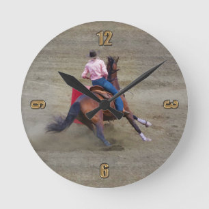 Rodeo Cowgirl Barrel-Racing Westerne Meest-Klok Ronde Klok