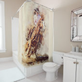 Rodeo Cowgirl die onder de douchegordijn zit (In situ)