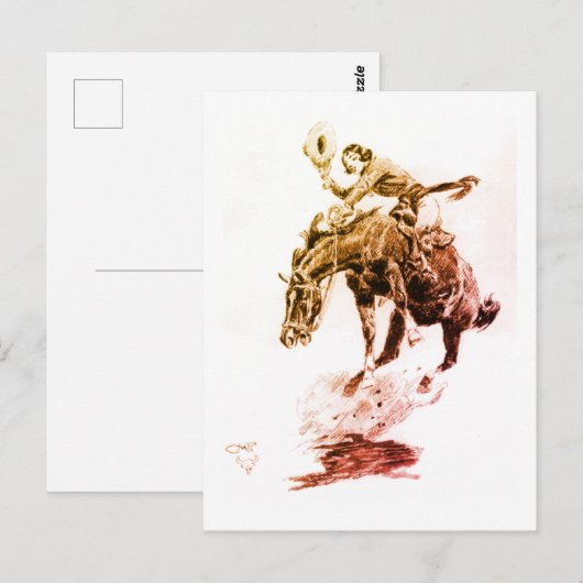 Rodeo Cowgirl (door C.M. Russell) Briefkaart (Voorkant / Achterkant)