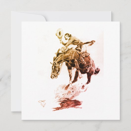 Rodeo Cowgirl (door C.M. Russell) Kaart (Voorkant)