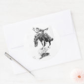 Rodeo Cowgirl (door C.M. Russell) Ronde Sticker (Envelop)