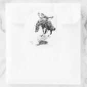 Rodeo Cowgirl (door C.M. Russell) Ronde Sticker (Tas)