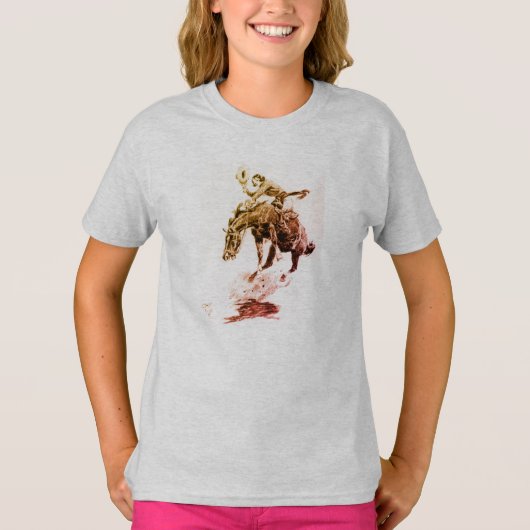 Rodeo Cowgirl (door C.M. Russell) T-shirt (Voorkant)