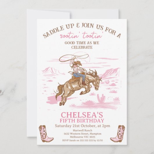 Rodeo Cowgirl Elke Leeftijd Verjaardag Kaart (Voorkant)