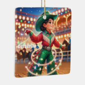 Rodeo Cowgirl Kind Twirling Kerstverlichting Keramisch Ornament (Rechts)
