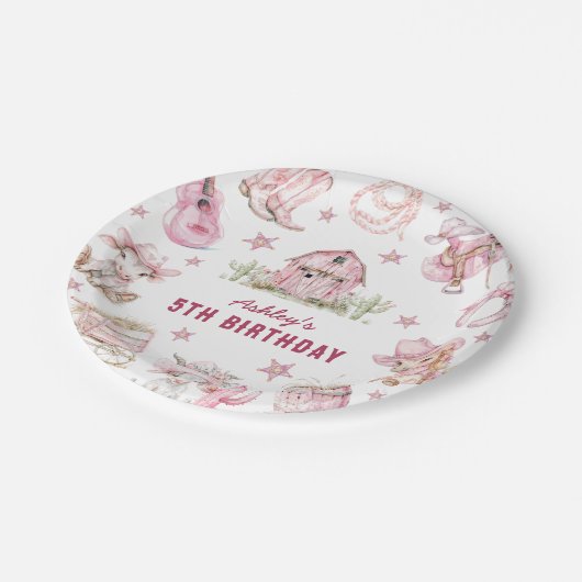 Rodeo Cowgirl Kinderen Verjaardag Papieren Bordje (Gekanteld)