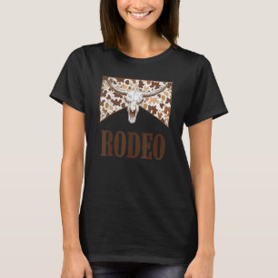 Rodeo Cowgirl Leopard Bull Skull Western Life Coun T-shirt