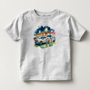 Rodeo Cowgirl Met Paard Vrachtwagen En Trailer Kinder Shirts