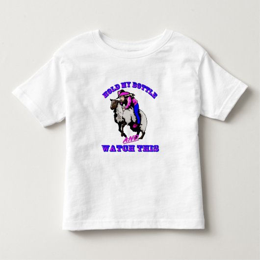 Rodeo Cowgirl Mutton Bustin" Fles Bekijk dit Kinder Shirts (Voorkant)
