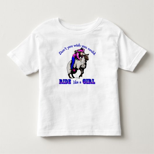 Rodeo Cowgirl Mutton Bustin' ride als een meisje Kinder Shirts (Voorkant)