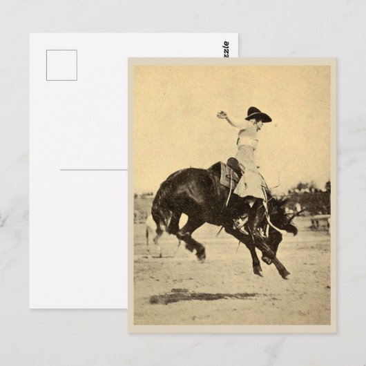  Rodeo Cowgirl op foto van Bucking Paard Briefkaart (Voorkant / Achterkant)