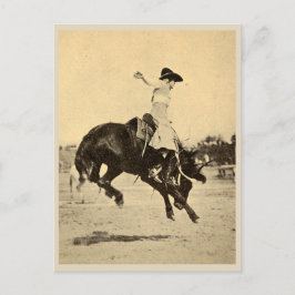  Rodeo Cowgirl op foto van Bucking Paard Briefkaart