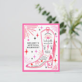 Rodeo Cowgirl Roze Bachelorette Weekend Itinerariu Kaart (Staand voorkant)