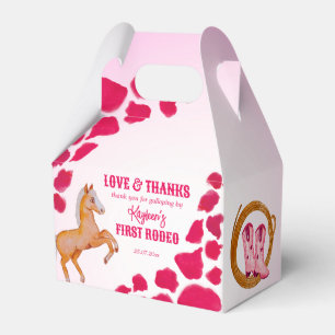 Rodeo cowgirl roze koe pony bedankdoosjes