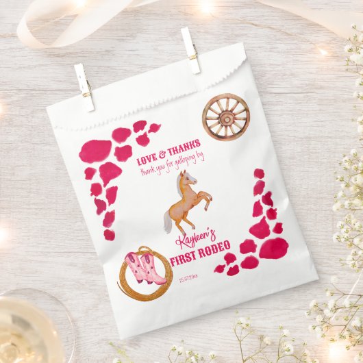 Rodeo cowgirl roze koe pony bedankzakje (Geknipt)