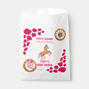 Rodeo cowgirl roze koe pony bedankzakje