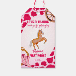 Rodeo cowgirl roze koe pony cadeaulabel