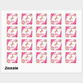 Rodeo cowgirl roze koe pony vierkante sticker (Vel)