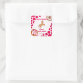 Rodeo cowgirl roze koe pony vierkante sticker (Tas)