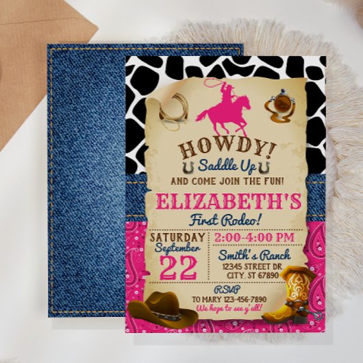 Rodeo Cowgirl Uitnodiging